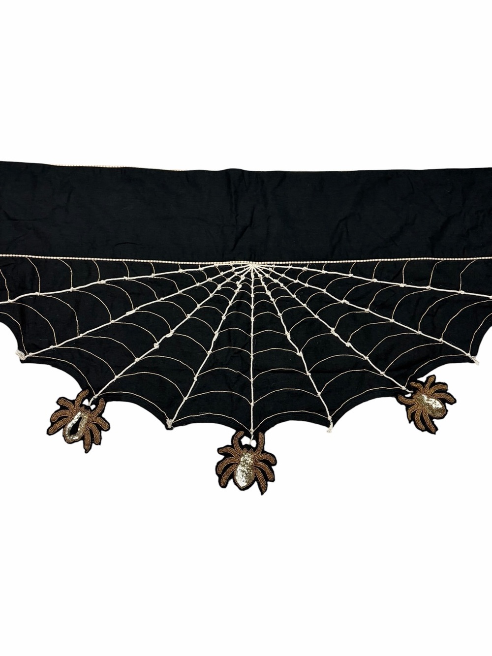 Nicole Miller Home Halloween Spider Web Mantel Scarf Gold Sequin 82x24" Decor